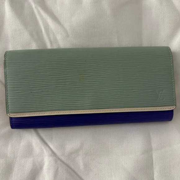 Louis Vuitton Epi Flore Wallet - Seafoam Green & Purple Tricolor - Picture 1 of 16